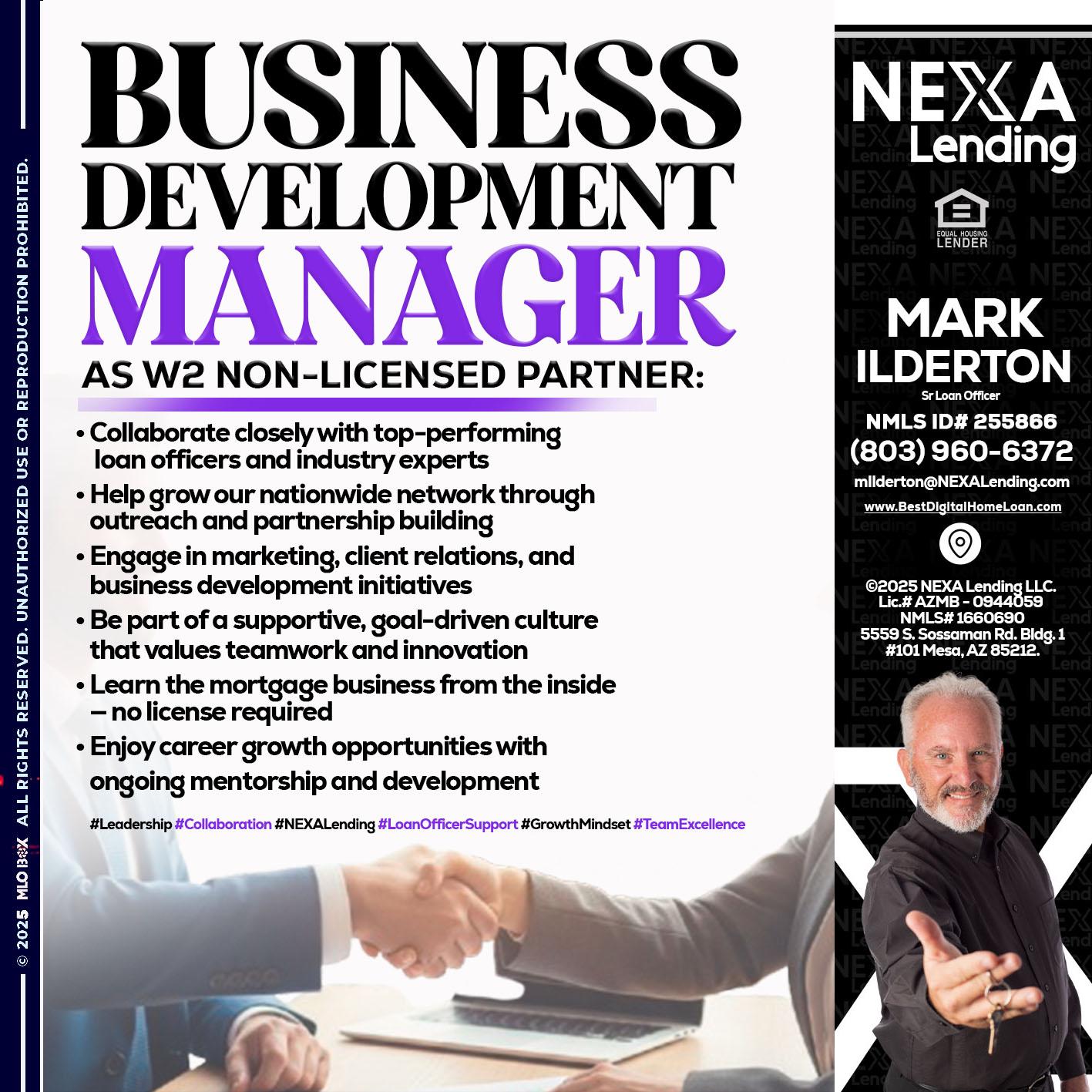 business development - Mark Ilderton -Sr Loan Officer
