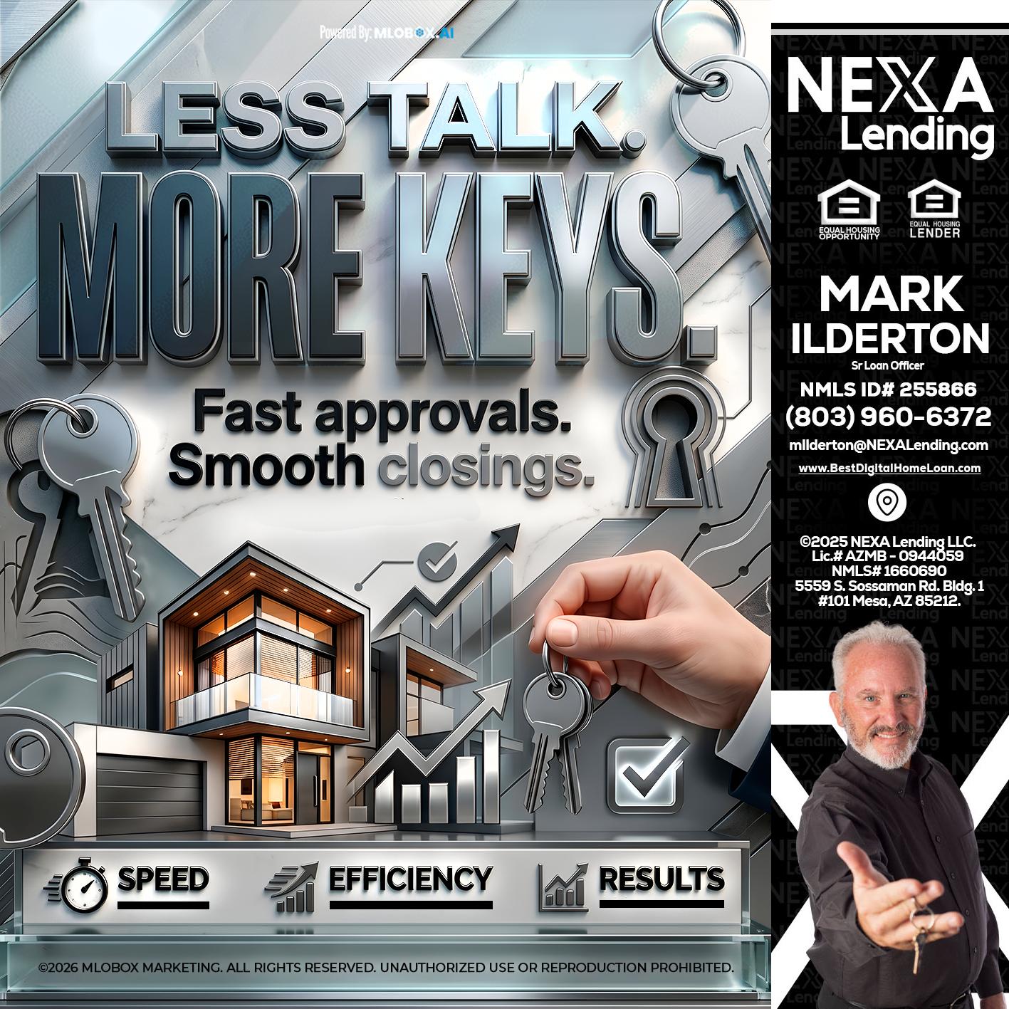 LESS TALK, MORE KEYS! - Mark Ilderton -Sr Loan Officer
