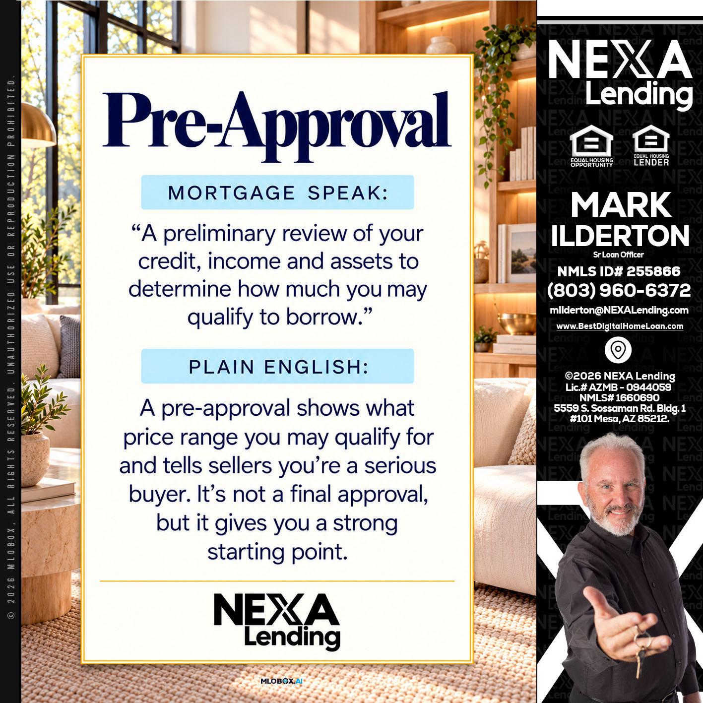 PREAPROVAL - Mark Ilderton -Sr Loan Officer